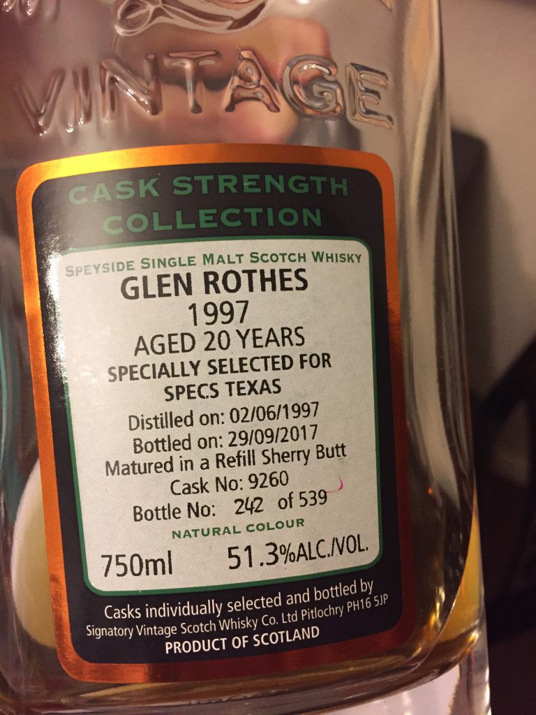 Glenrothes 20yr Signatory Vintage 1997 Specs Selection