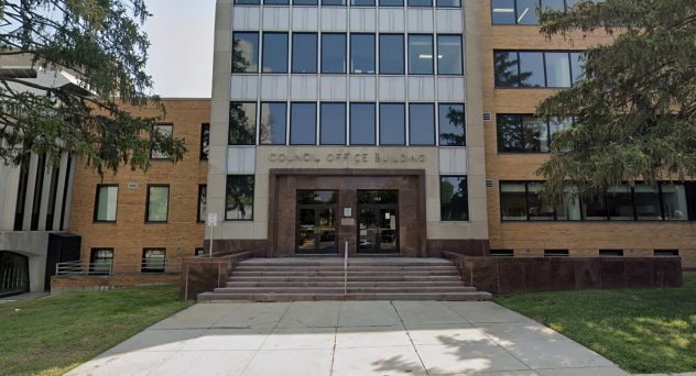County Official Penalized for Keeping Fully Stocked Bar in Office - street view of building