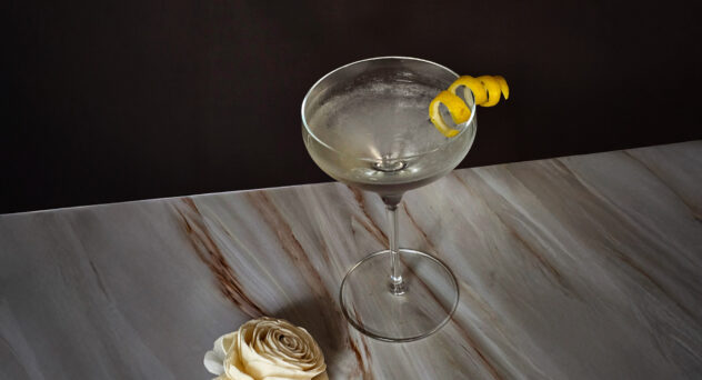 classic martini with a lemon twist.