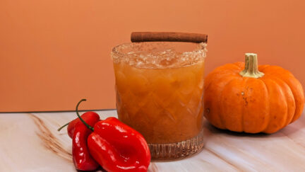 halloween cocktails; margarita cocktail with habeneros