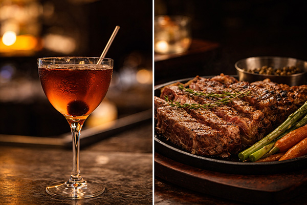 Valentine's Day Cocktail Pairings steak-manhattan