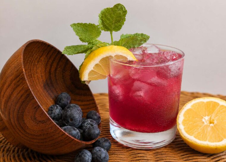 memorial day cocktail - Blueberry Bourbon Lemonade Batch Cocktail