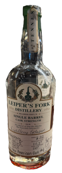 Leiper’s Fork Distillery Single Barrel Cask Strength Rye Whiskey Barrel #32 spirit image