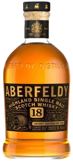 Aberfeldy Highland Single Malt Scotch 18 Years Cabernet Sauvignon Wine Casks spirit image