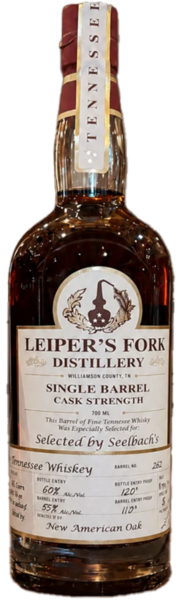 Leiper’s Fork Distillery Single Barrel Cask Strength Tennessee Whiskey Selected by Seelbach’s spirit image
